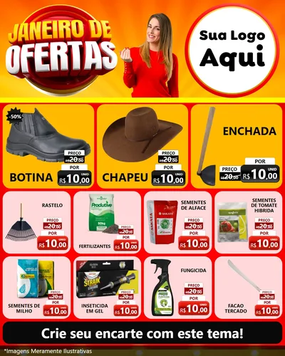 Modelo de Rede Social para Feed Instagram com o tema Janeiro de Ofertas para Agropecuária
