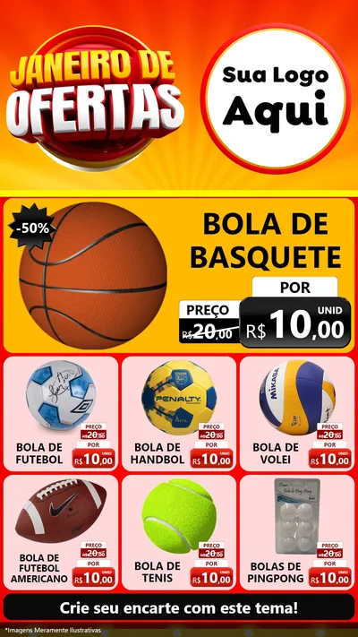 Modelo de Rede Social para Stories com o tema Janeiro de Ofertas para Artigos Esportivos