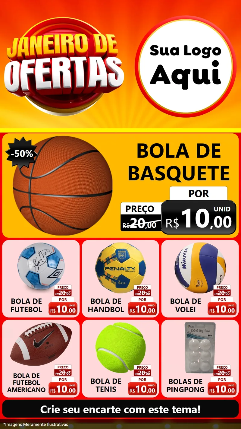 Modelo de Rede Social para Stories com o tema Janeiro de Ofertas para Artigos Esportivos