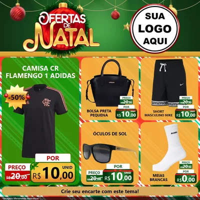 Modelo de Rede Social para Feed Facebook com o tema Ofertas de Natal para Roupas e acessórios