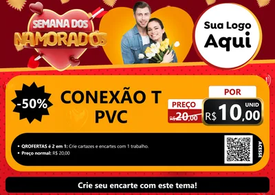 Modelo de Cartaz para Cartaz A4 Horizontal com o tema Semana dos Namorados para Tubos e conexões