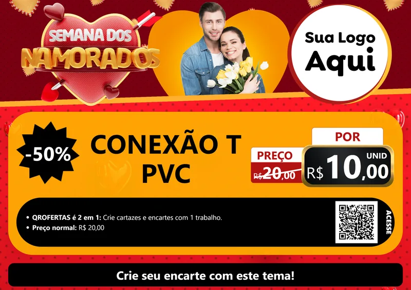 Modelo de Cartaz para Cartaz A4 Horizontal com o tema Semana dos Namorados para Tubos e conexões
