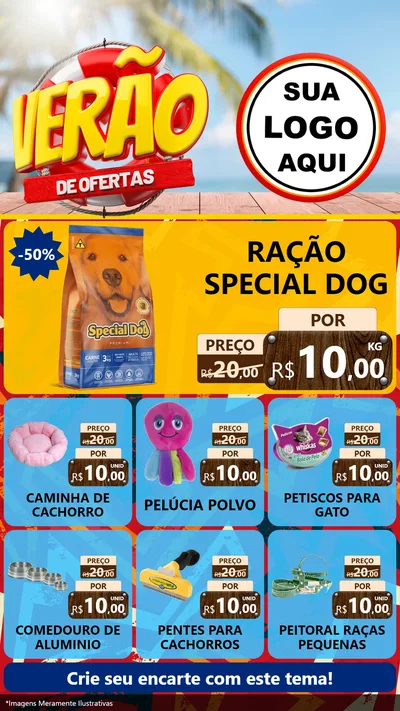 Modelo de Rede Social para Stories com o tema Verão de Ofertas para Pet Shop