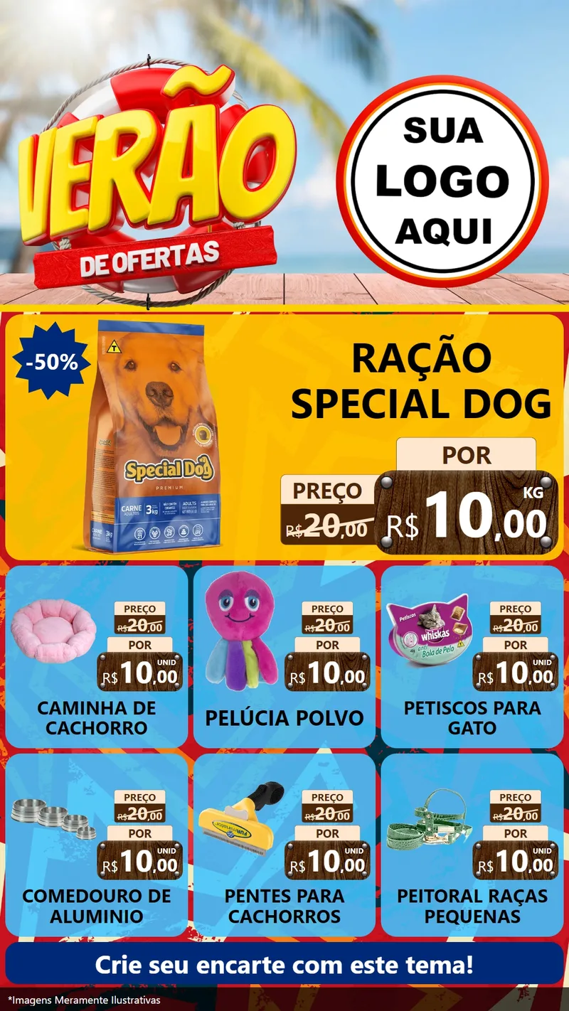Modelo de Rede Social para Stories com o tema Verão de Ofertas para Pet Shop