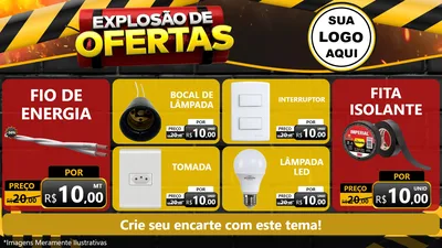Modelo de TV para TV Horizontal com o tema Explosão de Ofertas para Materiais Elétricos