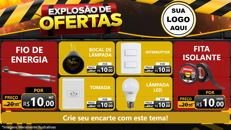 Modelo de TV para TV Horizontal com o tema Explosão de Ofertas para Materiais Elétricos