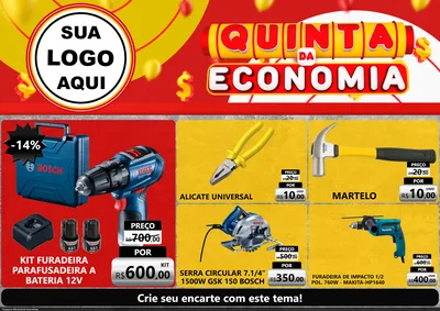 Modelo de Encarte para Encarte A4 Horizontal com o tema Quinta da Economia para Maquinas e Ferramentas