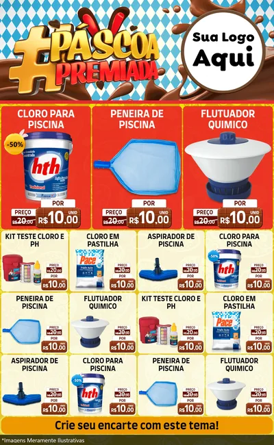 Modelo de Encarte para Encarte Grande com o tema Páscoa Premiada para Produtos para Piscina