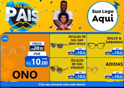 Modelo de Encarte para Encarte A4 Horizontal com o tema Dia dos Pais para Óticas