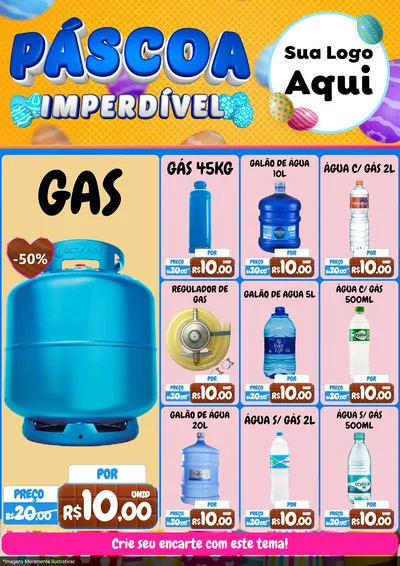 Modelo de Encarte para Encarte A4 Vertical com o tema Páscoa Imperdível para Água e gás