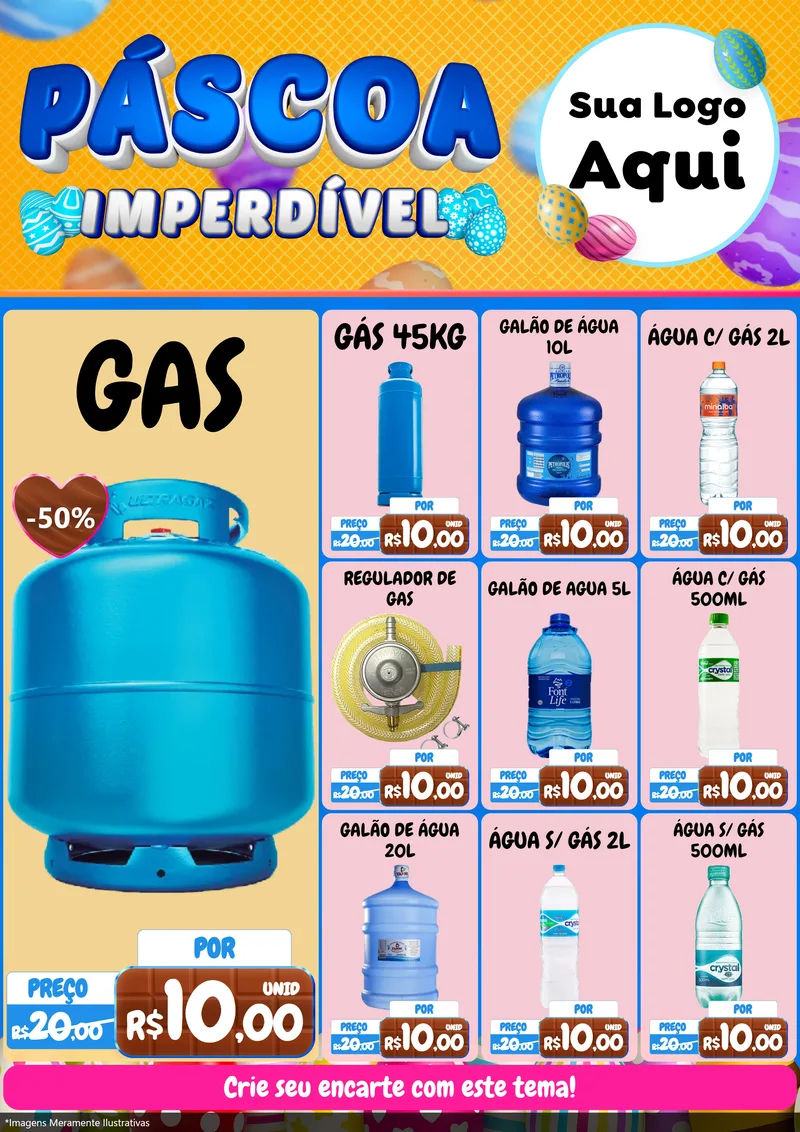Modelo de Encarte para Encarte A4 Vertical com o tema Páscoa Imperdível para Água e gás