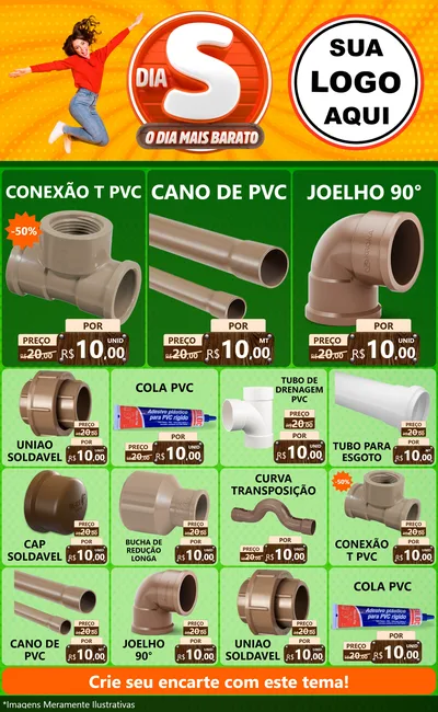Modelo de Encarte para Encarte Grande com o tema Dia S - O Dia Mais Barato para Tubos e conexões