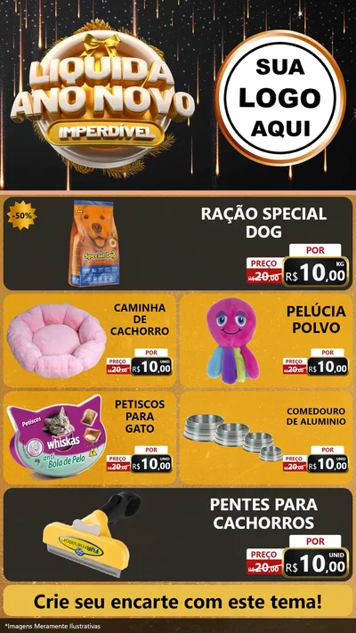 Modelo de TV para TV Vertical com o tema Liquida Ano Novo Imperdível para Pet Shop