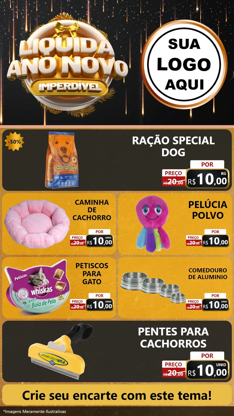 Modelo de TV para TV Vertical com o tema Liquida Ano Novo Imperdível para Pet Shop