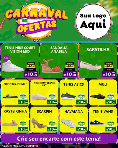 Modelo de Rede Social para Feed Instagram com o tema Carnaval de Ofertas para Calçados