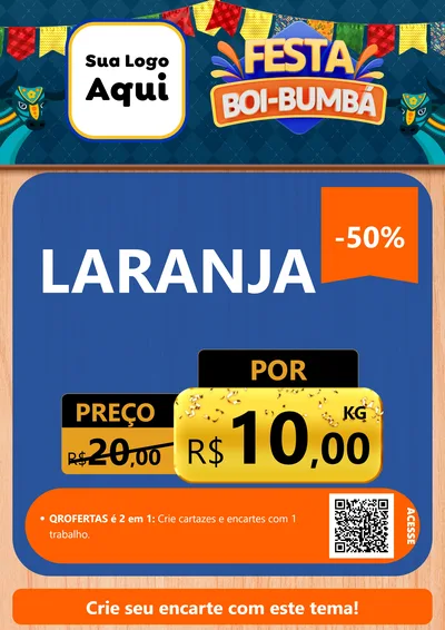 Modelo de Cartaz para Cartaz A4 Vertical com o tema Festa Boi Bumbá para Hortifrúti