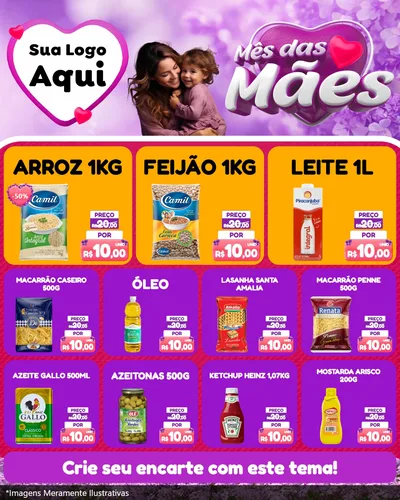 Modelo de Rede Social para Feed Instagram com o tema Mês das Mães para Supermercado