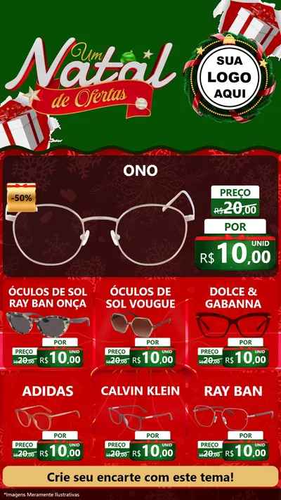 Modelo de Rede Social para Stories com o tema Um Natal de Ofertas para Óticas