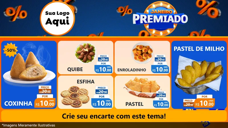 Modelo de TV para TV Horizontal com o tema Janeiro Premiado para Salgadaria