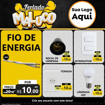 Modelo de Rede Social para Feed Facebook com o tema Feriado Maluco para Materiais Elétricos