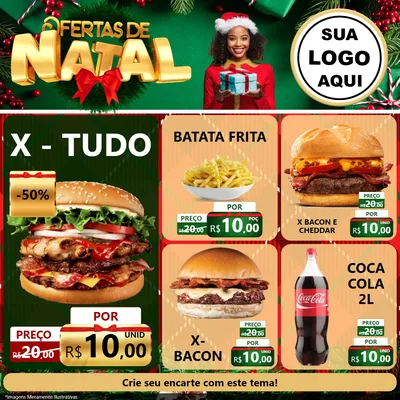 Modelo de Rede Social para Feed Facebook com o tema Ofertas de Natal para Hamburgueria