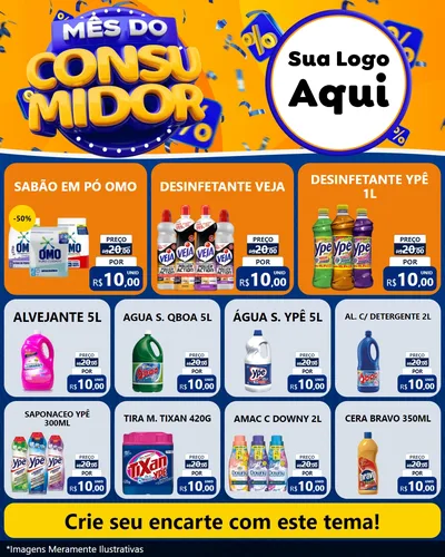 Modelo de Rede Social para Feed Instagram com o tema Mês do Consumidor para Produtos de Limpeza