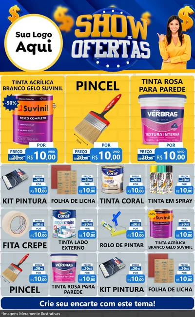 Modelo de Encarte para Encarte Grande com o tema Show de Ofertas para Tintas e Ferramentas