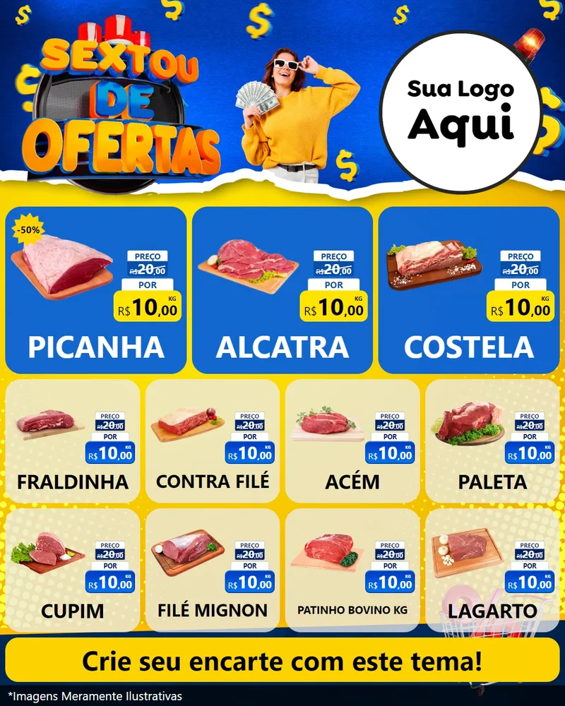 Modelo de Rede Social para Feed Instagram com o tema Sextou de Ofertas para Açougue