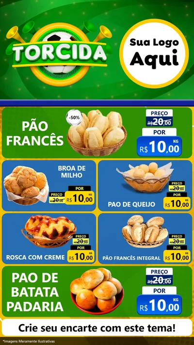 Modelo de TV para TV Vertical com o tema Torcida para Padaria