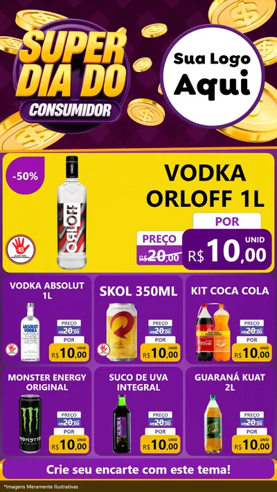Modelo de Rede Social para Stories com o tema Super Dia do Consumidor para Distribuidora de bebidas