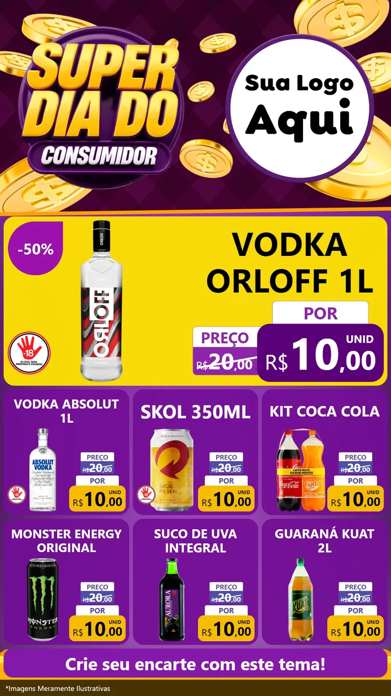 Modelo de Rede Social para Stories com o tema Super Dia do Consumidor para Distribuidora de bebidas