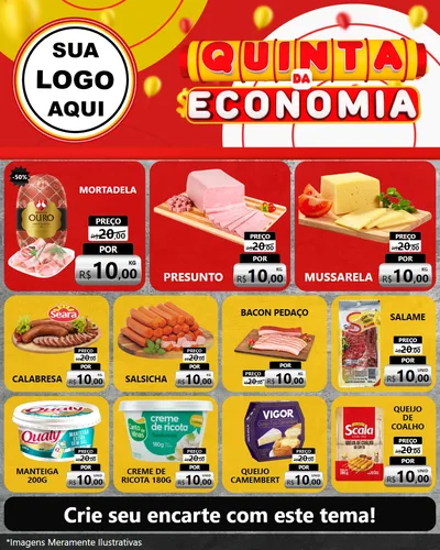 Modelo de Rede Social para Feed Instagram com o tema Quinta da Economia para Frios e Laticínios
