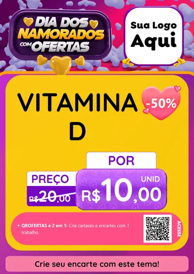 Modelo de Cartaz para Cartaz A4 Vertical com o tema Dia Dos Namorados Com Ofertas para Farmácia
