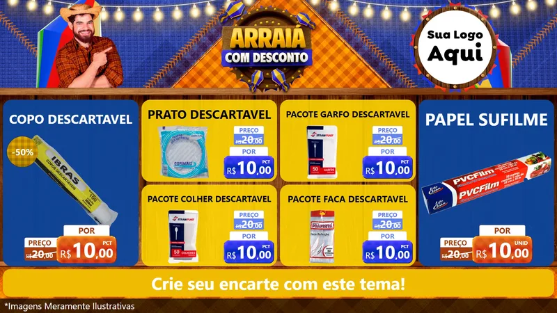 Modelo de TV para TV Horizontal com o tema Arraiá Com Desconto para Embalagens