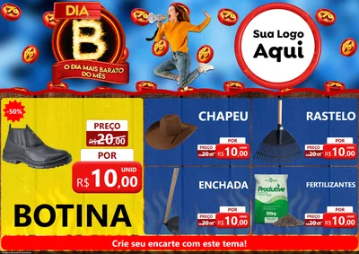 Modelo de Encarte para Encarte A4 Horizontal com o tema Dia B - O Dia Mais Barato Do Mês para Agropecuária