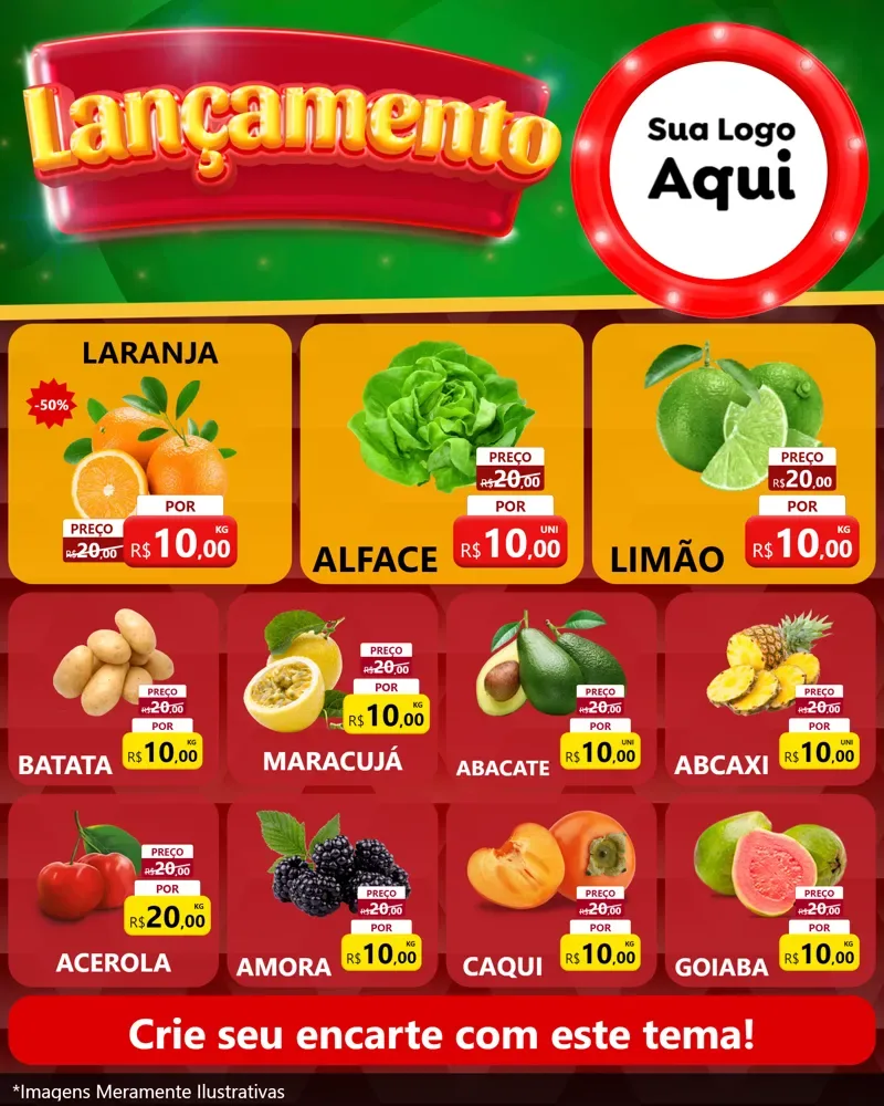Modelo de Rede Social para Feed Instagram com o tema Lançamento para Hortifrúti