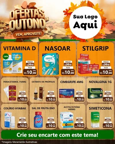 Modelo de Rede Social para Feed Instagram com o tema Ofertas de Outono - Vem, Aproveite! para Farmácia