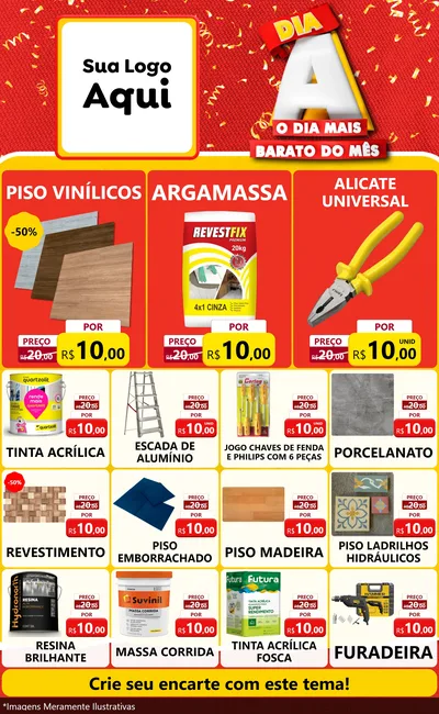 Modelo de Encarte para Encarte Grande com o tema Dia A o Dia Mais Barato do Mês para Material para Construção