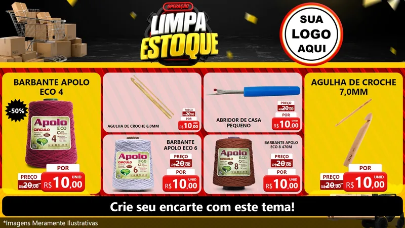 Modelo de TV para TV Horizontal com o tema Operação Limpa Estoque para Armarinho e Aviamentos