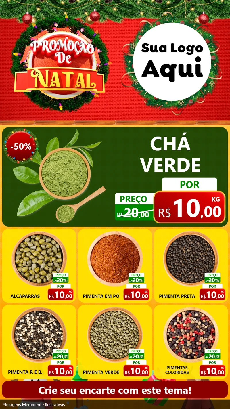 Modelo de Rede Social para Stories com o tema Promoção de Natal para Produtos Naturais
