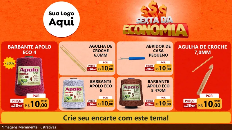 Modelo de TV para TV Horizontal com o tema Sexta da Economia para Armarinho e Aviamentos
