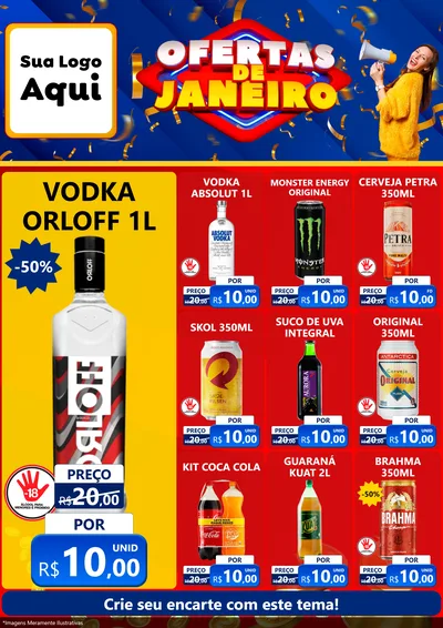 Modelo de Encarte para Encarte A4 Vertical com o tema Ofertas de Janeiro para Distribuidora de bebidas