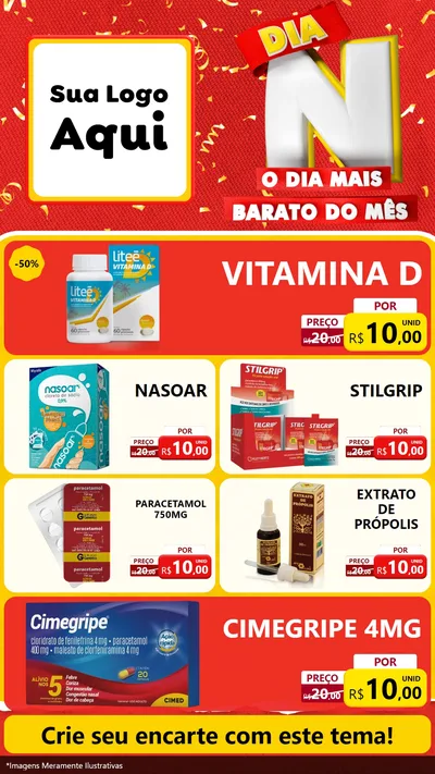 Modelo de TV para TV Vertical com o tema Dia N o Dia Mais Barato do Mês para Farmácia