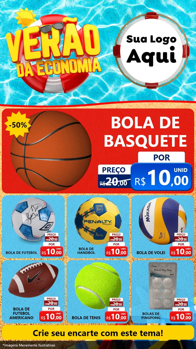 Modelo de Rede Social para Stories com o tema Verão da Economia para Artigos Esportivos
