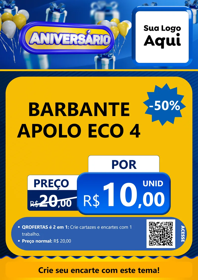 Modelo de Cartaz para Cartaz A4 Vertical com o tema Aniversário para Armarinho e Aviamentos