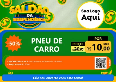 Modelo de Cartaz para Cartaz A4 Horizontal com o tema Saldão da Indepêndencia para Auto peças