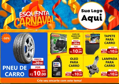 Modelo de Encarte para Encarte A4 Horizontal com o tema Esquenta de Carnaval para Auto peças