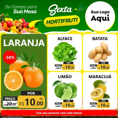 Modelo de Rede Social para Feed Facebook com o tema Sexta hortifruti para Hortifrúti