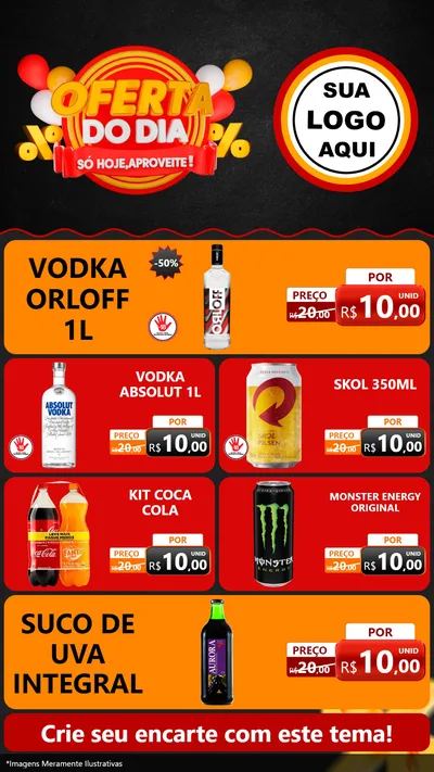 Modelo de TV para TV Vertical com o tema Oferta do Dia - Só hoje, Aproveite! para Distribuidora de bebidas