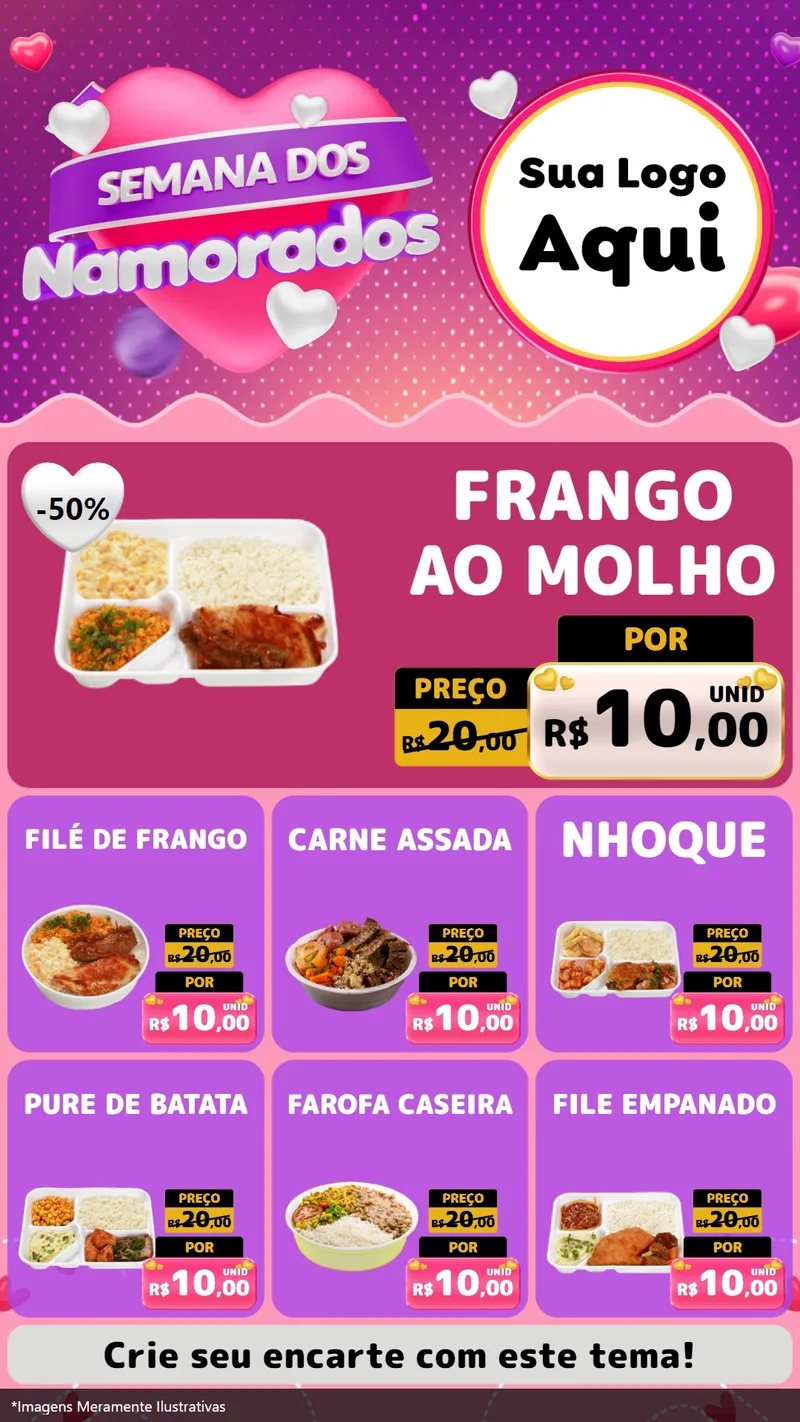 Modelo de Rede Social para Stories com o tema Semana dos Namorados para Restaurante